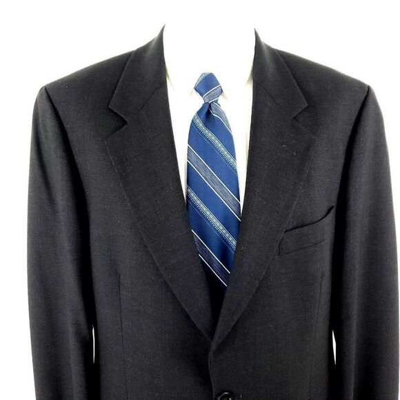 Vintage Brooks Brothers Brooksease‎ Wool 2 Button Blazer 42R Gray Twill - Picture 1 of 11